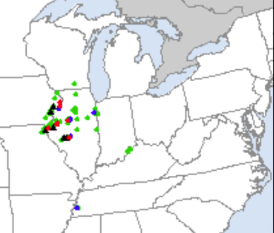 Forecast and tornado reports