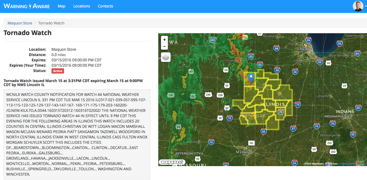 Tornado watch in Illinois