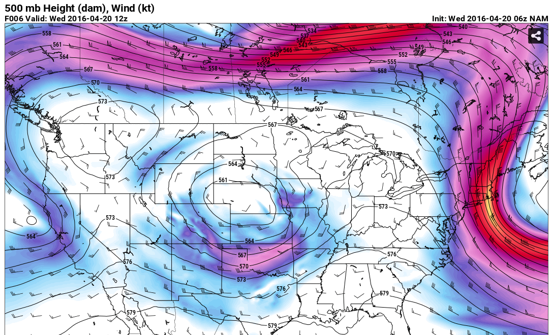 500 mb geopotential height Wednesday morning